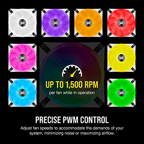 CORSAIR QL Series, iCUE QL120 RGB, 120mm RGB LED PWM White Fan, Triple Fan Kit with Lighting Node CORE