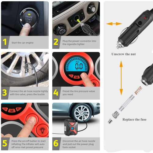 Digital tyre inflator store for car