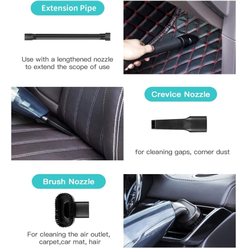 Aspirateur à main sans fil, Mini aspirateur portatif pour voiture à sec, 120&nbsp;W d'aspiration PUISSANTE rechargeable pour les poils d'animaux,