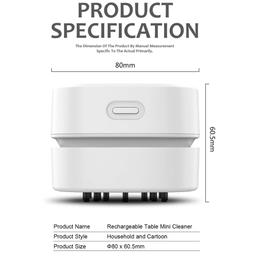 ODISTAR Desktop Vacuum Cleaner, Mini Table dust Sweeper Energy Saving,High Endurance up to 400 mins,Cordless&360º Rotatable