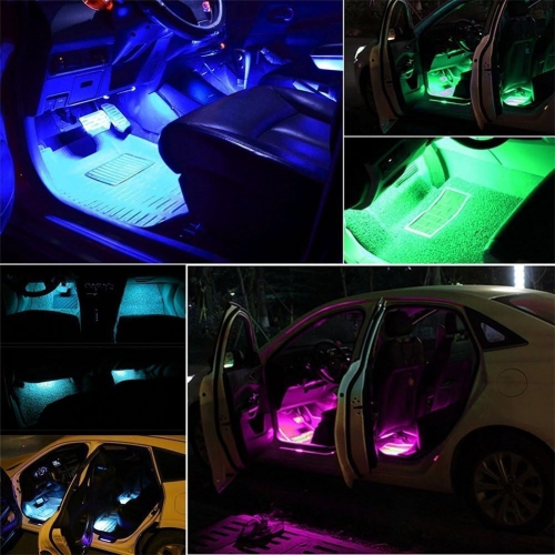 Lumières intérieures Led de voiture, 4 Pcs Car Led Strip Light Accessoires  de voiture avec port USB App Control Lighting Kits Infinite Diy Colors Car  Atmosphere Lights C