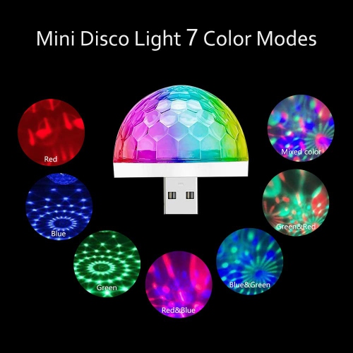 Romantic Auto Roof USB Star Lights with Mini Disco Light, Aevdor USB Night Lights, Flexible Atmosphere Decorations Lamp for