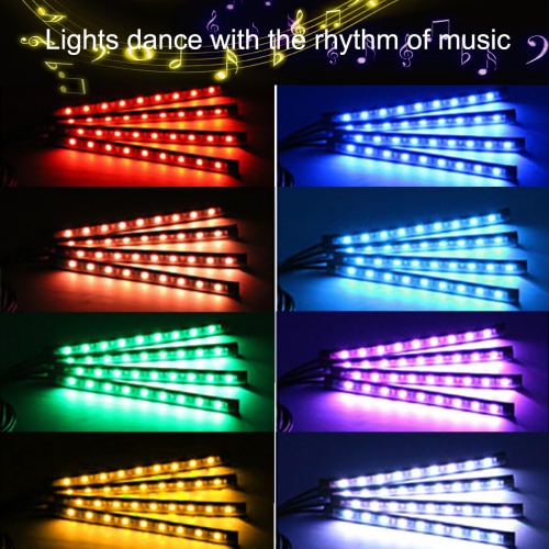 Car Led Lights, Car Interior Light, Remote Controller 48 LED USB Car Strip Lights, Multi DIY Color Music Under Dash Car Lighting with Car Charger, DC