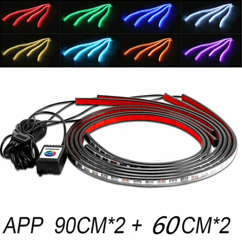 navor Underglow Ligts, Music Car LED Light Strips, Bluetooth App Control RGB Neon Strip Lights Kit with Sound Active Function