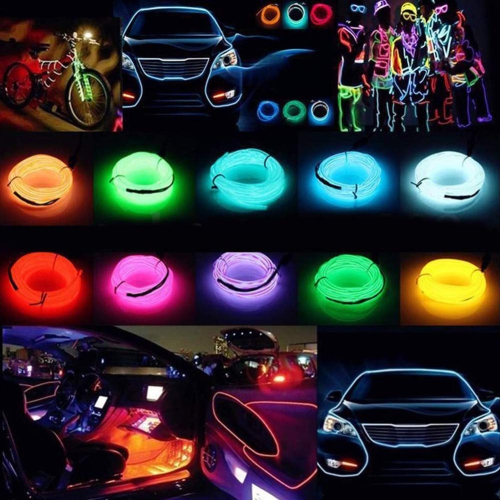 5m Green Car Decor El Wires Car Kit 5m 16ft Electroluminescence Light Glowing Neon String Lights For Car Door Console Seat Dash Board Decoration Easily Diy Lights Bulbs Indicators Car Parts Cate Org