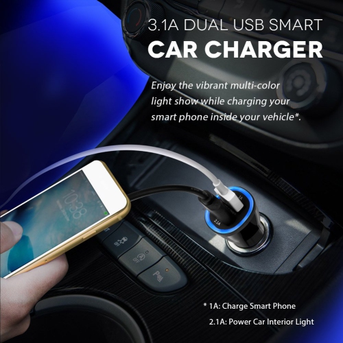 Underdash Lighting Kit, Megulla 4PC USB-Powered RGB Multi-Color LED Car Interior Lights with Sound Activation and Wireless R