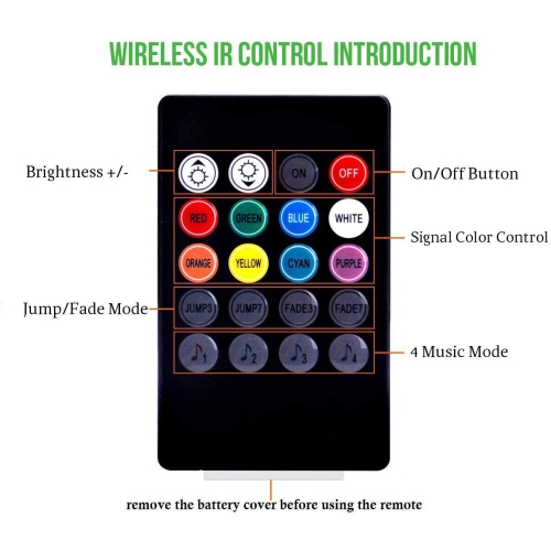 Car Interior Lights, Justech 4pcs 48 LED Waterproof RGB Neon Strip Lighting Music Atmosphere Lights with 8 Colors Sound Acti