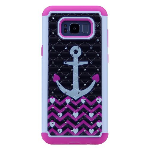 TopSave Bling Diamond Defender Cover Protection Shell 2 in 1 TPU PC Impact Shockproof Armor Glitter Back Case for Samsung S8 Plus,06