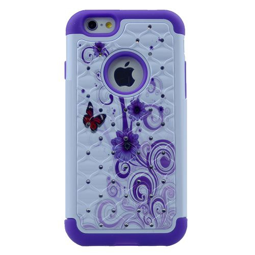 TopSave Bling Diamond Defender – Étui de protection 2-en-1 en TPUR antichoc avec protection antichoc et étui en polycarbonate pour iPhone 6/6s plus,