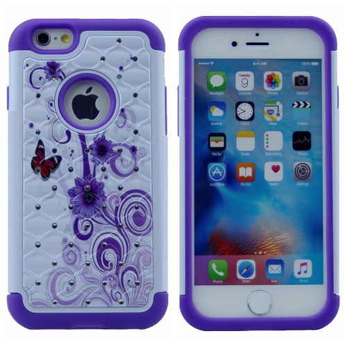 TopSave Bling Diamond Defender – Étui de protection 2-en-1 en TPUR antichoc avec protection antichoc et étui en polycarbonate pour iPhone 6/6s plus,