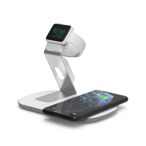 LAX QIDOCK-WHT Wireless Charging Dock Qi Wireless Charging Pad & Apple Watch Dock - White