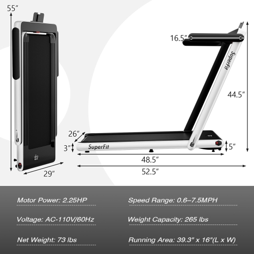 Gymax Motorized Treadmill Folding Under Desk Electric Treadmill