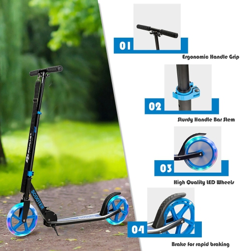 Goplus Folding Sports Kick Scooter w/LED Wheels for Kids Teens