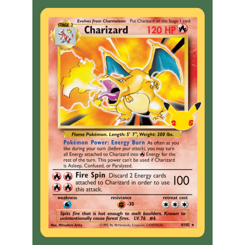 Charizard 4/102 25th Anniversary Pokemon celebrations