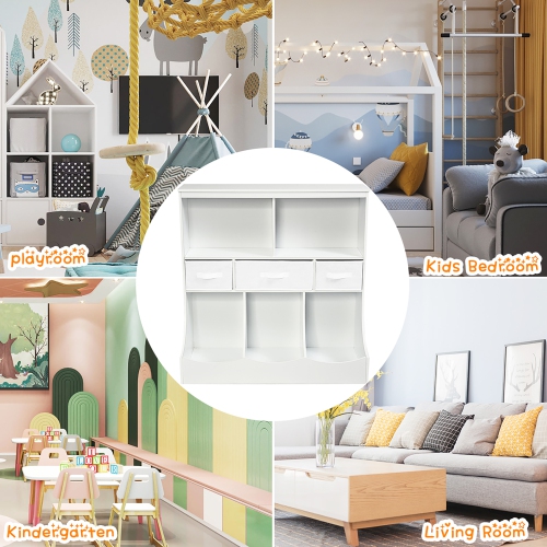 Costway Freestanding Combo Shelf Cubby Bin W/3 Baskets