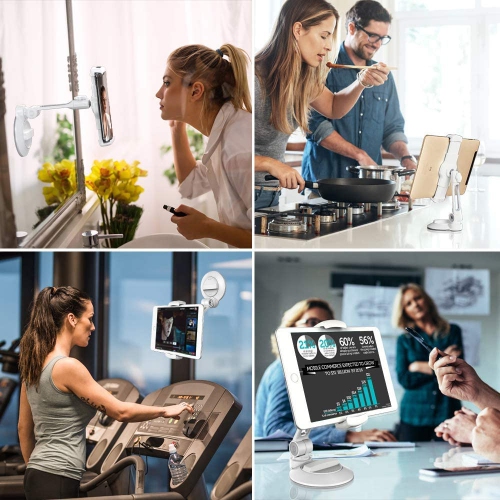 SHOPPINGALL Adjustable Suction Tablet Stand, Swivel Desk Mount Holder for Any Tablet or Smartphone Between 4.7"-12.9" inches - SA-204A
