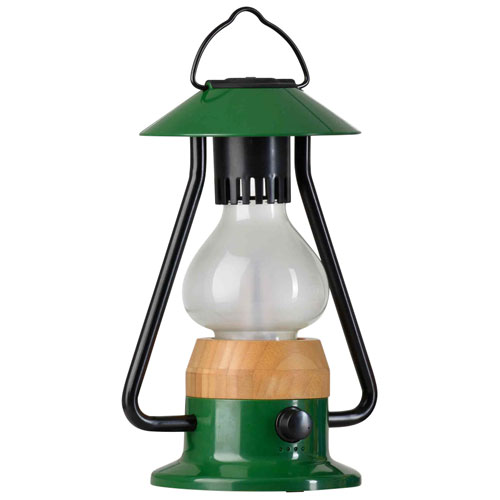 Tru-Delight Romantico Rechargeable & Dimming Lantern with Bluetooth Speaker - Wood Green