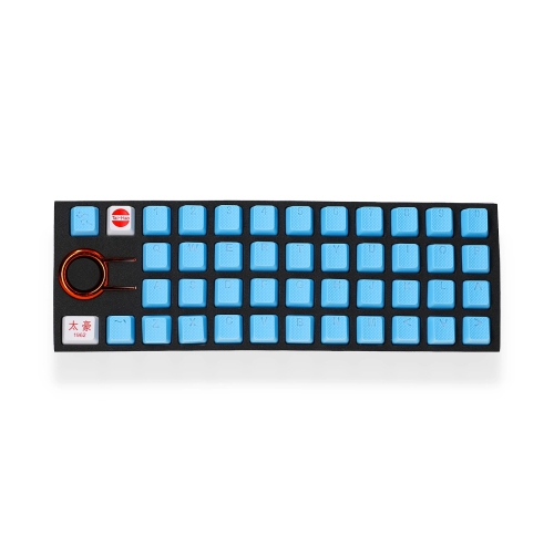 TAI-HAO  Rubber Keycap Set Compatible With All Mx Types Keyboards Us Layout - Neon - 42 PCs In Blue