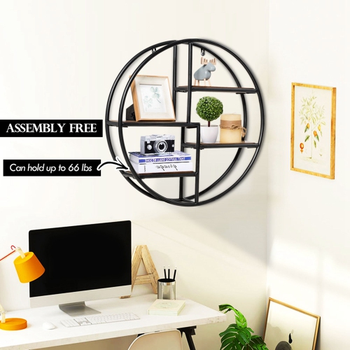 Costway Hanging Storage Shelf Round Circular Wall-Mounted 4-Tier Rack Room Decoration
