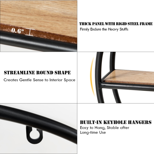 Costway Hanging Storage Shelf Round Circular Wall-Mounted 4-Tier Rack Room Decoration