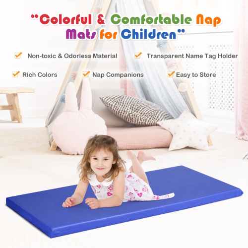Tapis de sieste épais Rainbow de 2 po pour tout-petits de Costway, porte-nom transparent, garderie de jour, paq. 5