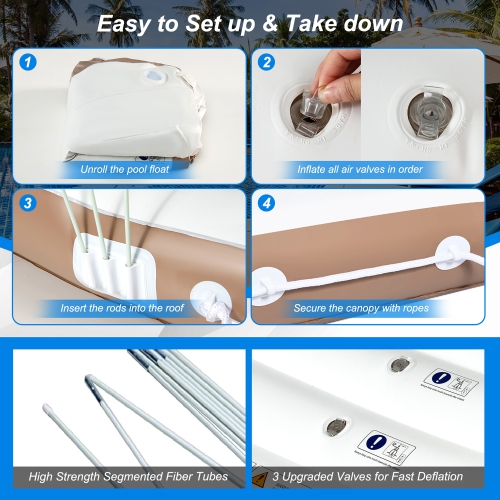 Costway Canopy Inflatable Pool Float Lounge Swimming Raft