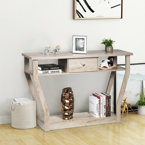 Costway Modern Sofa Accent Table W/Drawer Entryway Hallway Hall