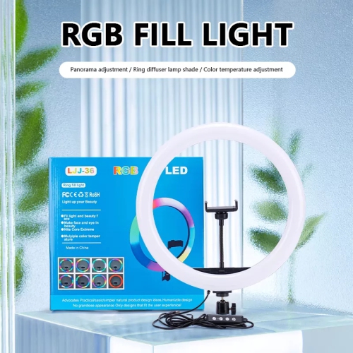 10 « Selfie RGB Ring LightBloggers Ring light pour TikTok / YouTube / Live Stream / Makeup / Photographie / Réunions - avec opérateur de