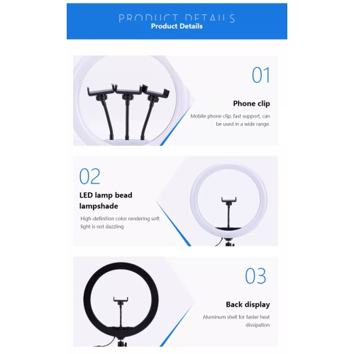10 « Selfie RGB Ring Light avec support de trépied de 6 pieds et support de téléphone flexible. Bloggers Ring light pour TikTok / YouTube / Live