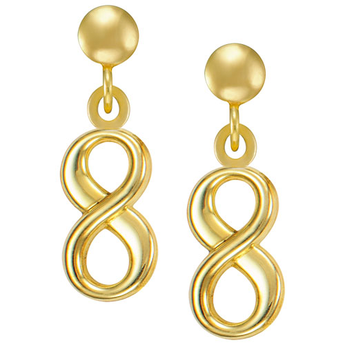 Le Reve Collection Polished Infinity Stud Earrings in 10K Gold