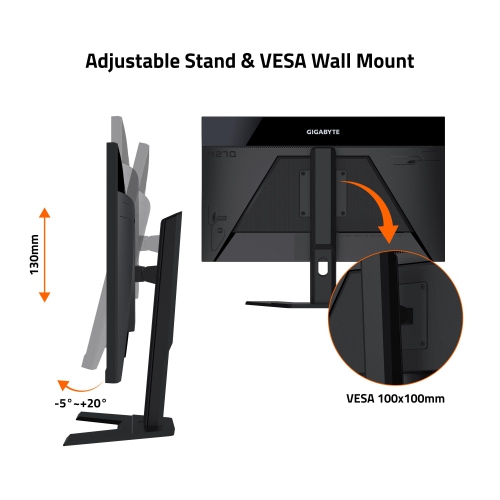 GIGABYTE M27Q 27" 165Hz 1440P -KVM Gaming Monitor, 2560 x 1440 SS IPS Display, 0.5ms Response Time