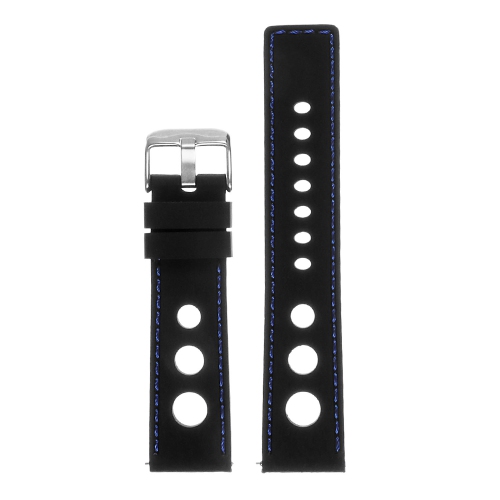 STRAPSCO  Rubber Rally Watch Band Strap Strap for Samsung Galaxy Watch 3 - 20MM - for 41MM Galaxy Watch3 - Black & (Silver Buckle) In Blue
