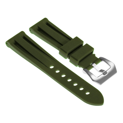STRAPSCO  Heavy Duty Rubber Watch Band Strap for Samsung Galaxy Watch 3 (45Mm) - 22MM - for 45MM Galaxy Watch3 - (Silver Buckle) In Green