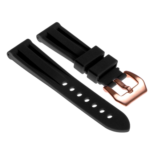 StrapsCo Heavy Duty Rubber Watch Band Strap for Samsung Galaxy Watch 3 - 22mm - For 45mm Galaxy Watch3 - Black (Rose Gold Buckle)