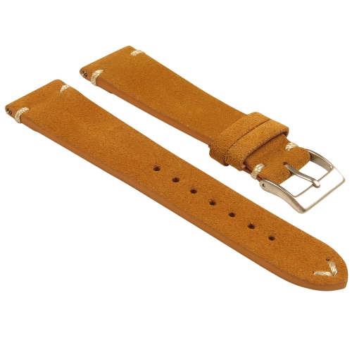 STRAPSCO  Suede (Short, Sdard, Long) Watch Band Strap for Samsung Galaxy Watch 3 - Long Length - 20MM - for 41MM Galaxy Watch3 - In Tan
