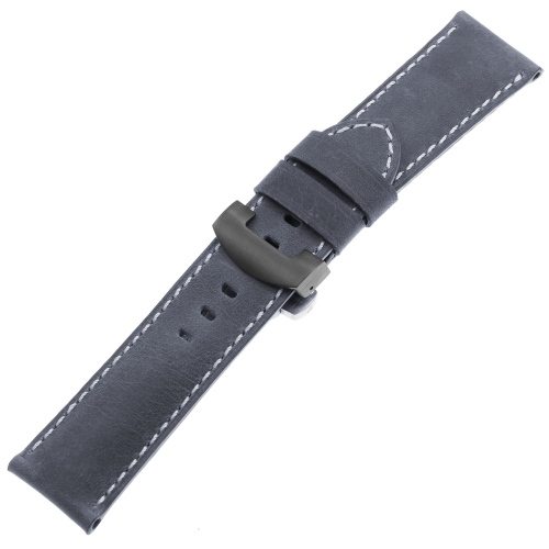 DASSARI  Vintage Leather W/ Deployant Clasp (Standard, Long) Watch Band Strap for Samsung Galaxy Watch 3 (45Mm) - Standard Length - 22MM - for 45Mm
