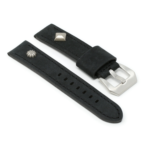 STRAPSCO  Vintage Military Rivet Watch Band Strap for Samsung Galaxy Watch 3 - 20MM - for 41MM Galaxy Watch3 - In Black