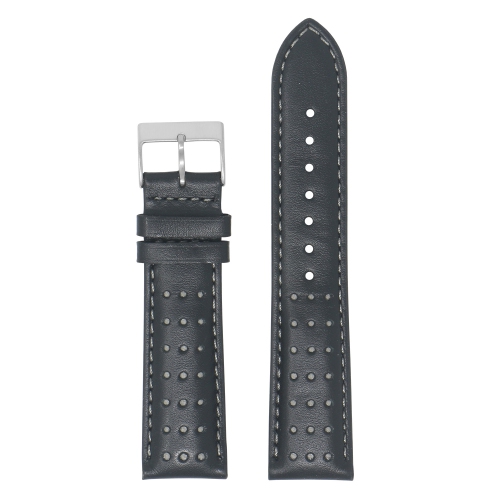 DASSARI  Perforated Leather Racing Watch Band Strap for Samsung Galaxy Watch 3 - 22MM - for 45MM Galaxy Watch3 - & Grey In Black