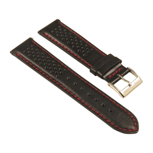 StrapsCo Perforated Rally Watch Band Strap for Samsung Galaxy Watch 3 - 20mm - For 41mm Galaxy Watch3 - Black & Red