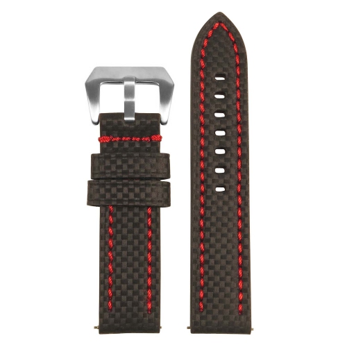 STRAPSCO  Heavy Duty Carbon Fiber Watch Band Strap for Samsung Galaxy Watch 3 - 20MM - for 41MM Galaxy Watch3 - Black & In Red