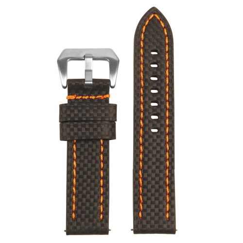 STRAPSCO  Heavy Duty Carbon Fiber Watch Band Strap for Samsung Galaxy Watch 3 - 20MM - for 41MM Galaxy Watch3 - Black & In Orange