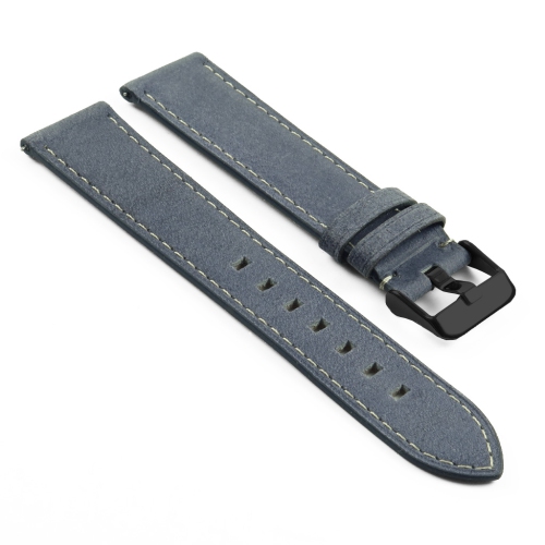 DASSARI  Vintage Italian Leather Watch Band Strap for Samsung Galaxy Watch 3 - 20MM - for 41MM Galaxy Watch3 - (Black Buckle) In Blue