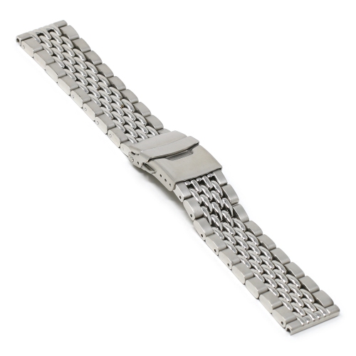 StrapsCo Beads of Rice Bracelet Watch Band Strap for Samsung Galaxy Watch 3 - 22mm - For 45mm Galaxy Watch3 - Silver