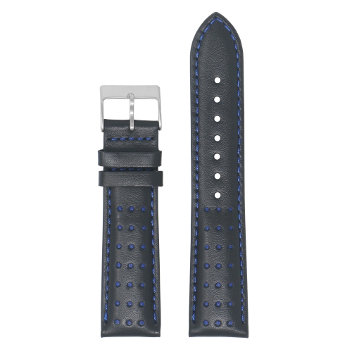 DASSARI  Perforated Leather Racing Watch Band Strap for Samsung Galaxy Watch 3 - 22MM - for 45MM Galaxy Watch3 - Black & In Blue