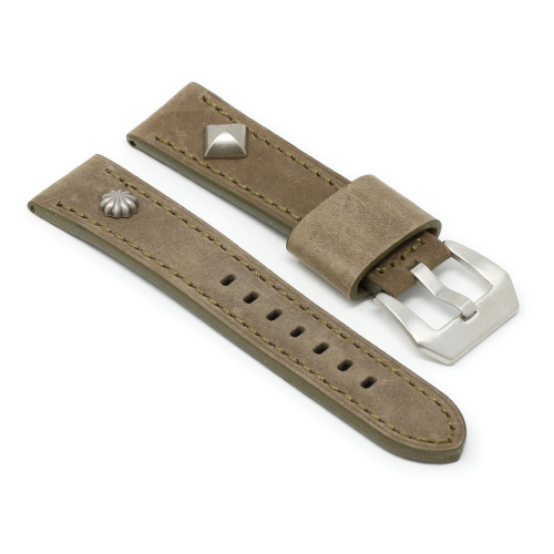 STRAPSCO  Vintage Military Rivet Watch Band Strap for Samsung Galaxy Watch 3 - 20MM - for 41MM Galaxy Watch3 - Military In Green