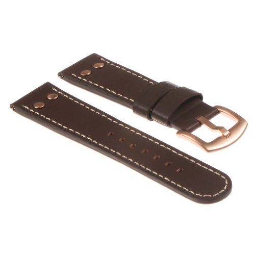 DASSARI Leather Pilot Watch Band Strap w/ Rivets Samsung Galaxy Watch 3 - 22mm - For 45mm Galaxy Watch3 - Brown