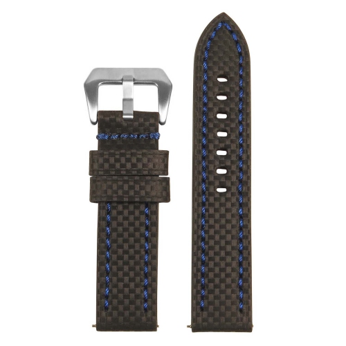 STRAPSCO  Heavy Duty Carbon Fiber Watch Band Strap for Samsung Galaxy Watch 3 - 20MM - for 41MM Galaxy Watch3 - Black & In Blue