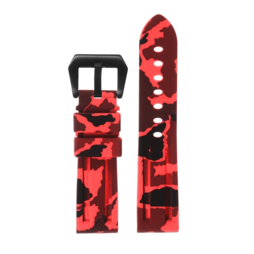 StrapsCo Heavy Duty Camo Rubber Watch Band Strap for Samsung Galaxy Watch 3 - 22mm - For 45mm Galaxy Watch3 - Light Red Camo (Black Buckle)