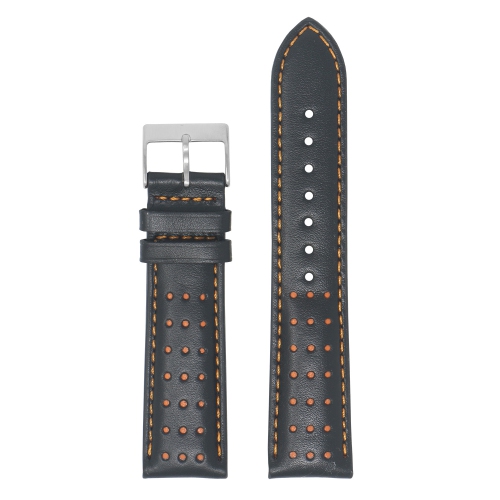 DASSARI  Perforated Leather Racing Watch Band Strap for Samsung Galaxy Watch 3 - 22MM - for 45MM Galaxy Watch3 - Black & In Orange
