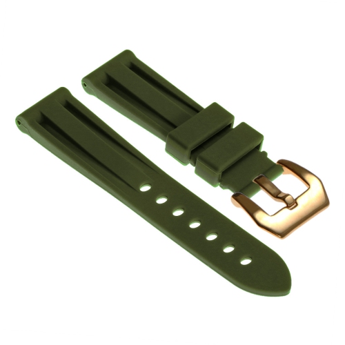 STRAPSCO  Heavy Duty Rubber Watch Band Strap for Samsung Galaxy Watch 3 (45Mm) - 22MM - for 45MM Galaxy Watch3 - (Yellow Gold Buckle) In Green